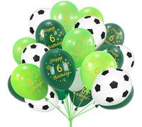 Globos de Cumpleaños Fútbol 6 años, Decoraciones para Fiesta de Futbol, Globo de Latex Verde Negro Blancos, para Niños Fiesta Futbol Temática Cumpleaños Decoracion
