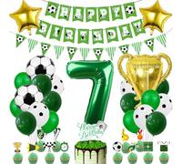 Globos de Cumpleaños Fútbol 7 Años, Verde 7 Años Niño Fútbol Cumpleaños Decoración, Decoracion Cumpleaños Futbol, Globo de Latex Verde Blancos, Globo de Futbol de Aluminio para Niños Fiesta Infantil