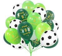 Globos de Cumpleaños Fútbol 8 años, Decoraciones para Fiesta de Futbol, Globo de Latex Verde Negro Blancos, para Niños Fiesta Futbol Temática Cumpleaños Decoracion