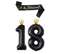 Globos de cumpleaños número 18 con correas, globos con números de corona, perfectos para fiestas de cumpleaños de niños y niñas, aniversarios, decoraciones de fiesta de cumpleaños, quinceañeras