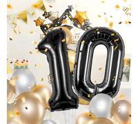 Globos de Cumpleãnos Numeros 10 Noir,101 CM Numeros Globo Gigantes Grandes Decoracion,Globo Numero 10 Globos Niño Niña Adultos Cumpleãnos decorazione,Vuelan con Helio