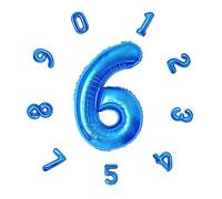 Globos de cumpleaños números 101CM, globos gigantes globos helio numeros para decoracion cumpleaños, fiestas, Año Nuevo, aniversarios, bodas decoración (Azul #6)