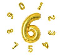 Globos de cumpleaños números 101CM, globos gigantes globos helio numeros para decoracion cumpleaños, fiestas, Año Nuevo, aniversarios, bodas decoración (Oro #6)