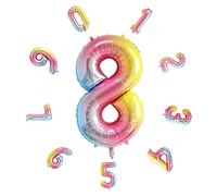 Globos de cumpleaños números 101CM, globos gigantes, helio para globos para decoración cumpleaños niña, fiestas, Año Nuevo, aniversarios, bodas decoración (Arco Iris #8)