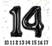 Globos de Cumpleãnos Numeros 14 Noir,101 CM Numeros Globo Gigantes Grandes Decoracion,Globo Numero 14 Globos Niño Niña Adultos Cumpleãnos decorazione,Vuelan con Helio