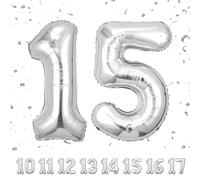 Globos de Cumpleãnos Numeros 15 Plata,101 CM Numeros Globo Gigantes Grandes Decoracion,Globo Numero 15 Globos Niño Niña Adultos Cumpleãnos decorazione,Vuelan con Helio