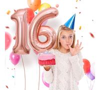 Globos de Cumpleãnos Numeros 16 Oro rosa,101 CM Numeros Globo Gigantes Grandes Decoracion,Globo Numero 16 Globos Niño Niña Adultos Cumpleãnos decorazione,Vuelan con Helio