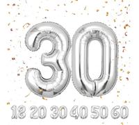 Globos de Cumpleãnos Numeros 30 Argent,101 CM Numeros Globo Gigantes Grandes Decoracion,Globo Numero 30 Globos Niño Niña Adultos Cumpleãnos decorazione,Vuelan con Helio