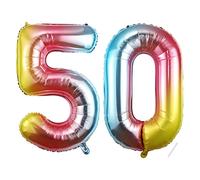 Globos de Cumpleãnos Numeros 50,101 CM Arcoiris Numeros Globo Gigantes Grandes Decoracion,Globo Numero 50 Globos Niño Niña Adultos Cumpleãnos decorazione,Vuelan con Helio