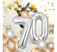 Globos de Cumpleãnos Numeros 70 Plata,101 CM Numeros Globo Gigantes Grandes Decoracion,Globo Numero 70 Globos Niño Niña Adultos Cumpleãnos decorazione,Vuelan con Helio