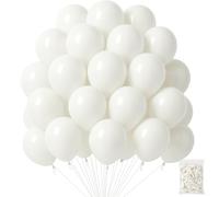 Globos de Cumpleaños Orgánicos 100 Piezas, 100% Látex Natural Biodegradable, 20 cm, Ideales para Decoración de Fiestas, Bodas, Baby Shower, Calidad Ecológica y Segura, Blancos
