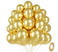 Globos de Cumpleaños Oro Metallizado, 60 Piezas Balloons Latex Dorados,Globos Dorados,Elio para Globos,12 Pulgadas Baloes Metálico Cromado Grueso para Cumpleaños,Boda,Compromiso,Baby Shower,Graduación