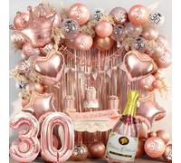 Globos de Cumpleaños Oro Rosa y Rosa para Mujeres - 30 Años Decoración de Fiesta con Pancarta de Látex