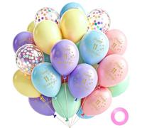 Globos de Cumpleaños para Chico Niña 11 Años - Paquete de 18 Piezas (30 cm) - Globos Macarron de Látex con Números - Decoraciones Baby Shower Bautizo para Fiestas de Cumpleaños