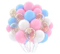 Globos De Cumpleaños Rosa Azul,52 Helio Globos Blancos Azules Rosas Bluey De Látex Gender Reveal,Globos Transparentes De Confeti Decoracion Fiesta Baby Shower Niño Bautismo Boda Revelacion De Genero