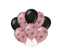 Globos de cumpleaños rosa/negro - 30, Pack of 8