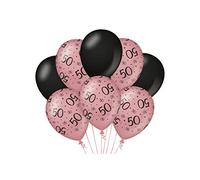 Globos de cumpleaños rosa/negro - 50, Pack of 8
