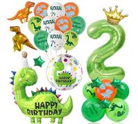 Globos de decoración de cumpleaños de dinosaurio (verde de 2 años)
