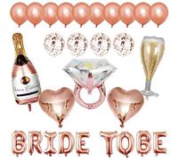 Globos de despedida de soltera, globos de novia para ser, incluye 1 globo del alfabeto Bride To Be, 14 globos de látex, 5 formas diferentes de globos de aluminio, guirnaldas colgantes con forma de