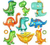 Globos de Dinosaurio, 9 Piezas Globos de Cumpleaños Dinosaurios, Globos de Papel de Dinosaurio Globos de Aluminio, Globos Dinosaurios Helio para Fiesta de Dinosaurio Selva Decoración Cumpleaños Niño