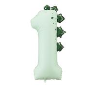 Globos de dinosaurio número 1 PartyDeco de 36 pulgadas, decoración de fiesta de dinosaurio, globos de primer cumpleaños, suministros temáticos de dinosaurios