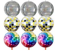 Globos de Discoteca, 4D Globos Metálicos de Espejo Grande de Multicolor, Globos Disco de Aluminio, Decoraciones de Fiesta de Discoteca para Retro Party Boda Cumpleaños Carnaval