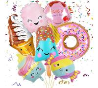 Globos de Donuts y Helados,7pcs Decoración Donuts Fiesta, Globos de Donuts, Globos Helado, Globos Candy, Adecuados para Globos de Cumpleaños con Temática de Helado para Niños Niñas