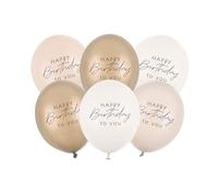 Globos de feliz cumpleaños color beige, 30 cm, paquete de 6 unidades, decoraciones neutras para fiestas de cumpleaños, elegante juego de globos beige