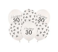 Globos de fiesta de cumpleaños número 30 - Paquete de 6 globos dorados del número 30 con lazo | Decoraciones de feliz cumpleaños número 30