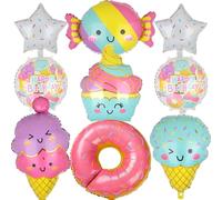 Globos de Fiesta de Donuts y Helados, 9pcs - Decoración de Cumpleaños con Temática de Helado para Niños y Niñas