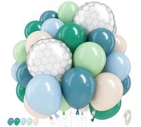 Globos de fiesta de golf, globos de látex retro de 12 pulgadas azul oscuro, verde claro y blanco con bola de golf redonda de 18 pulgadas, globo de helio para hoyo en uno, equipo deportivo, club, niños
