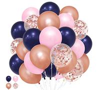Globos de fiesta de oro rosa azul marino y rosa, 50 globos de látex de helio de 12 pulgadas para niños y niñas, mujeres, cumpleaños, revelación de género, baby shower, boda, cóctel, decoración
