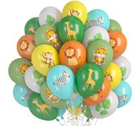 Globos de fiesta en la selva, 36 unidades, diseño de animales, globos de látex con estampado de animales de safari, decoración de fiesta temática de animales salvajes para cumpleaños, niños, selva
