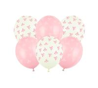 Globos de fiesta rosas de alta calidad con lazos decorativos, paquete de 6, elegantes decoraciones de cumpleaños o celebración para niñas y mujeres