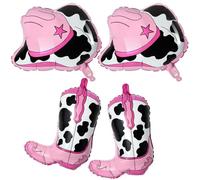 Globos de Fiesta Vaquero con Temática del Oeste, 4 Piezas Globos Grandes de Vaquero, Sombrero de Vaquero Globo Globo de Bota de Vaquera, para Vaquero Tema Fiesta Decoraciones (Rosa)