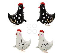 Globos de Gallina, 4 Piezas Globos de Papel de Animal Caminante, Forma de Globo Inflable de Animal, Blanco y Negro, Globo Inflable de Gallina para decoración de Fiesta de cumpleaños de Mascotas