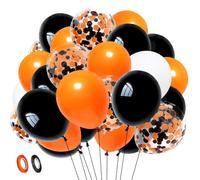 Globos de Halloween, 50 Unidades Negros Naranjas Blancos Globos Globos de Confeti Globos de Látex para Decoración de Fiesta de Carnaval de Halloween