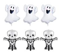 Globos de Halloween, 6 Globos Esqueleto Fantasma XXL, Globo Halloween Niños, ideales para Decoración Fiestas Halloweens