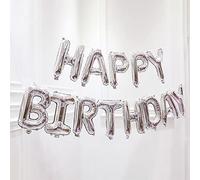 Globos de Happy Birthday Banner Plata, 16 Pulgadas Cumpleaños Globos para La Decoración Fiesta Globo Party Bandera Para La Decoración Aniversario Fiesta Bautizo Cumpleaños Partido - Plata