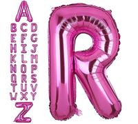Globos de helio gigante rosa de 106 cm con letra R de aluminio grande, globo de Mylar para decoración de fiesta de cumpleaños (rosa R)