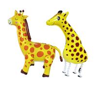 Globos de jirafa de aluminio de 2 piezas, globos de helio de animales, globos de jirafa de pie, globos de decoración de fiestas, globos de jirafa andante