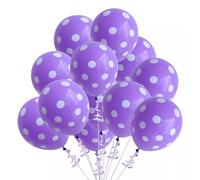 Globos de látex con lunares de 12 pulgadas para decoración de fiestas, cumpleaños, bodas, aniversarios, interiores y exteriores, decoración de fiestas con cinta gratis, 10 m (morado oscuro, paquete de