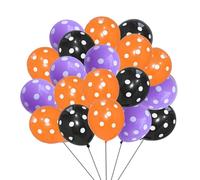 Globos de látex con lunares de 12 pulgadas para decoración de fiestas, cumpleaños, bodas, aniversarios, interiores y exteriores, decoración de fiestas con cinta gratis, 10 m (negro, naranja y morado
