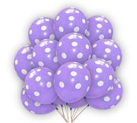 Globos de látex con lunares de 12 pulgadas para decoración de fiestas, cumpleaños, bodas, aniversarios, interiores y exteriores, decoración de fiestas con cinta gratis, 10 m (morado, paquete de 200)