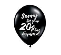 Globos de látex de 30 cumpleaños para hombres y mujeres, color negro, con texto en inglés "Sorry But Your 20s Has Expirad", divertidos suministros de 30 años para él y sus amigos, 16 unidades de 12