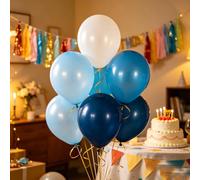 Globos de látex para fiesta, blanco, azul claro, azul oscuro, azul marino, 12 pulgadas, paquete de 150, para decoraciones de cumpleaños