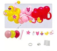 Globos de látex rosa amarillo y rojo para baby shower, con recortes de botella de chupete de caballo balancín, decoración de fiesta de cumpleaños para niña recién nacida, revelación de género