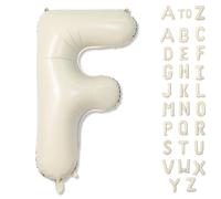 Globos de letra F crema, palabra de papel de aluminio del alfabeto de 40 pulgadas, nombre grande inflable de Mylar beige, globos grandes personalizados blancos con helio para fiestas de cumpleaños de