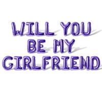 Globos de letras - Will You Be My Girlfriend 16 pulgadas letras del alfabeto globo de aluminio Mylar globo de San Valentín (morado)