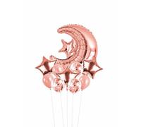 Globos de luna y estrella de oro rosa, decoración de globos de luna y estrella, Eid Mubarak, Ramadán Mubarak, Navidad, baby shower, telón de fondo, accesorios para fotos de fondo, juego de 11 piezas